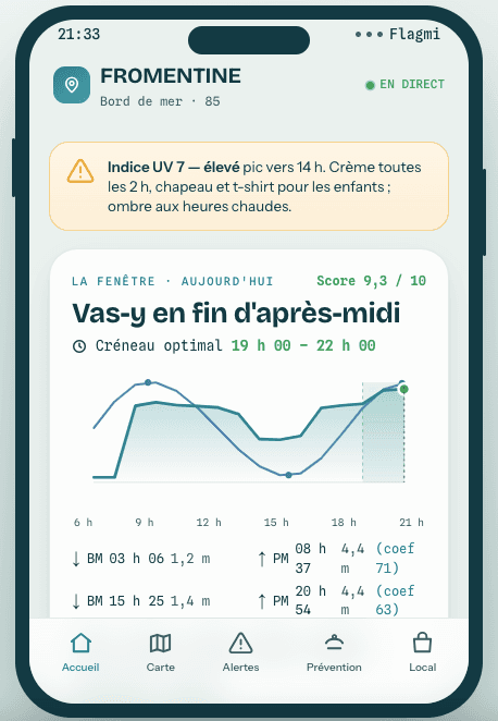 Aperçu de l'application Flagmi à Fromentine